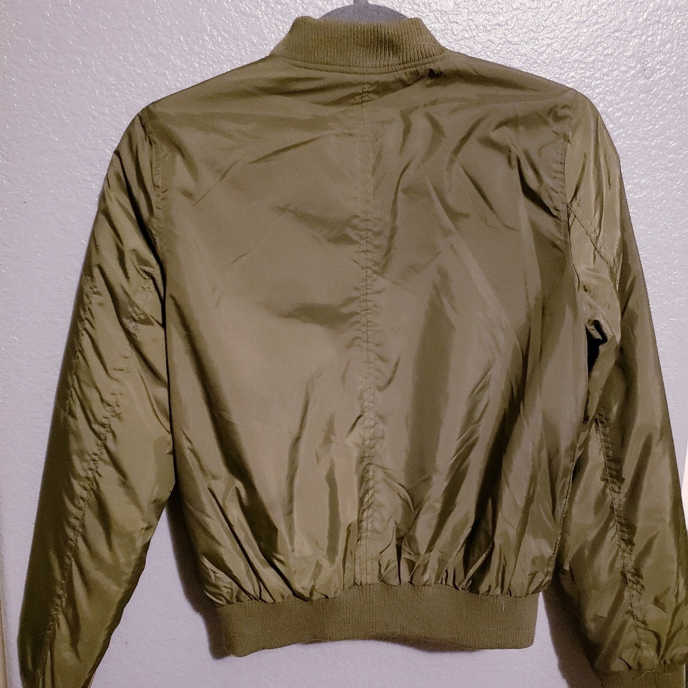 OLIVE GREEN BOMBER JACKET - Picture 4 of 5